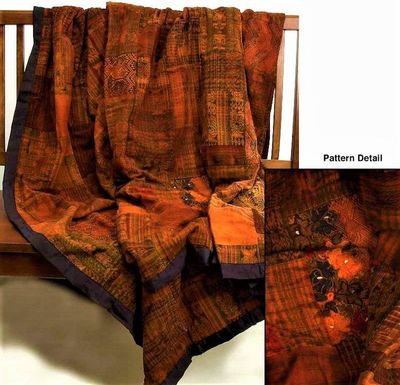 Alternate image for Handmade Queen-size Rust and Terracotta Guatemalan Patchwork Quilt Set