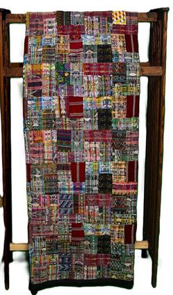 Image for Handmade King-size Rose and Mixed Pastels Guatemalan Patchwork Quilt Set