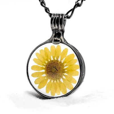 Alternate image for Sunflower Pendant Necklace for Women, Real Pressed Flower Jewelry