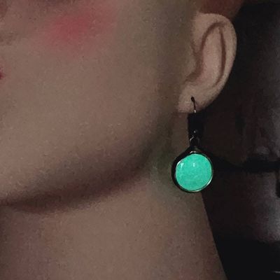 Alternate image for Glow-in-the-Dark Glass Earrings, Handmade Dangles