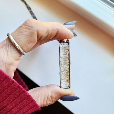 Alternate image for Pressed Flower Necklace, Real Queen Annes Lace Pendant, 13th Wedding Anniversary Gift for Wife