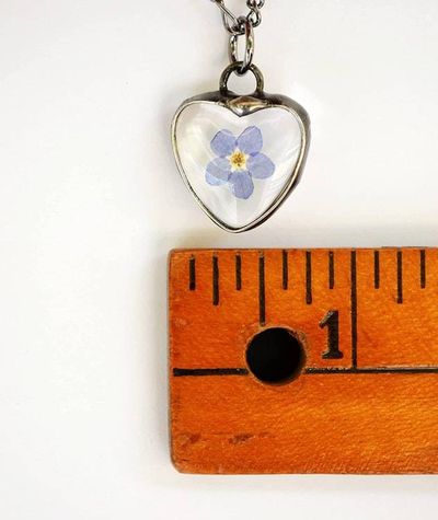 Alternate image for Forget-Me-Not Heart Charm Necklace, Real Pressed Flower Jewelry