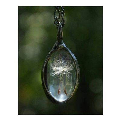 Alternate image for Dandelion Seed Necklace, Wish Jewelry for Women, Make a Wish Pendant, 2 Dandelion Seeds
