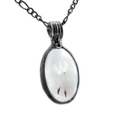 Alternate image for Dandelion Seed Necklace, Wish Jewelry for Women, Make a Wish Pendant, 2 Dandelion Seeds