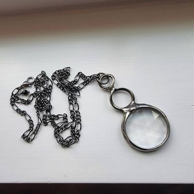 Alternate image for Kaleidoscope Necklace, Long Pendant Chain, Glass Prism Jewelry, Fun Gift for Her