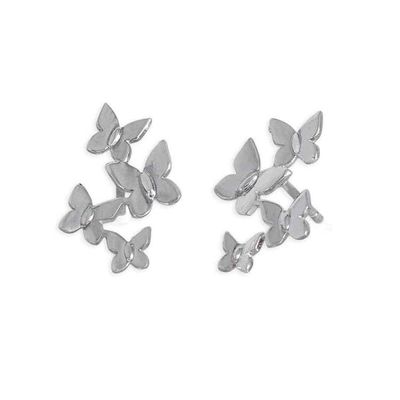 Alternate image for Sterling Silver Butterfly Cluster Stud Earrings