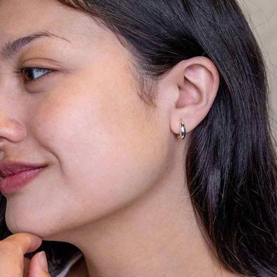 Alternate image for Sterling Silver Teardrop Huggie Hoop