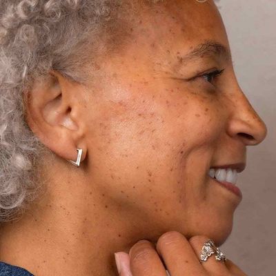 Alternate image for Sterling Silver Diamond Shaped Huggie Hoops