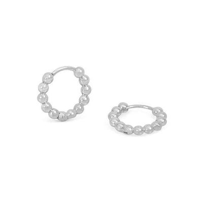 Alternate image for Sterling Silver Beaded Huggie Hoops