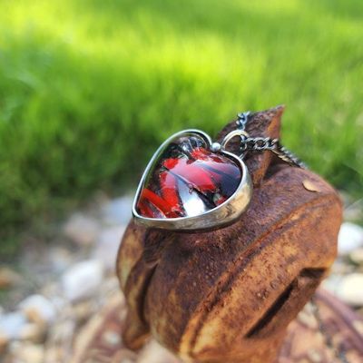 Alternate image for Heart Necklace, Red and Black Heart Pendant, Fused Glass Heart Jewelry, Valentines Day Gift for Her