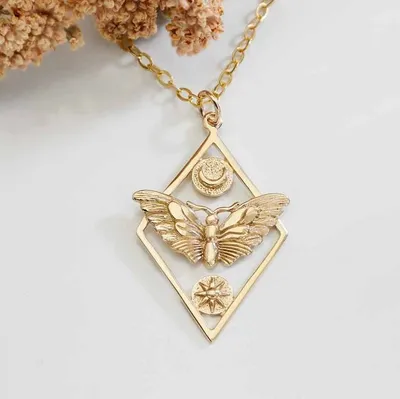 Alternate image for Geometric Moth Necklace