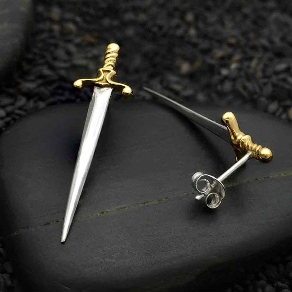 Large Sword Stud Earrings