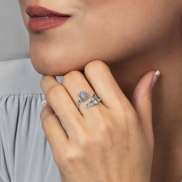 Alternate image for Adjustable Moon and Bat Ring