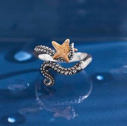 Image for Adjustable Octopus and Starfish Ring