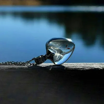 Alternate image for Dandelion Seed Heart Pendant Necklace for Women, Stained Glass Terrarium Jewelry