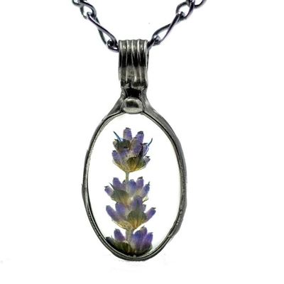 Alternate image for Real Pressed Flower Pendant Necklace, Purple Lavender Jewelry Gift for Her, Quality Glass Terrarium Pendant,