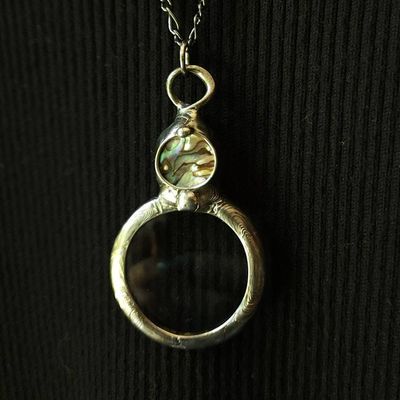 Alternate image for Magnifying Glass Necklace for Women or Men, Real Glass Magnifier Pendant, Artisan Handcrafted Jewelry