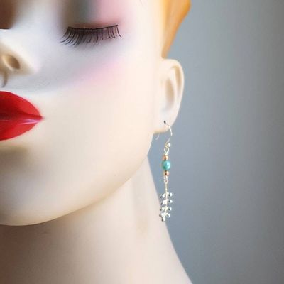 Alternate image for Handmade Long Dangle Earrings with Sterling Silver Ear Wires