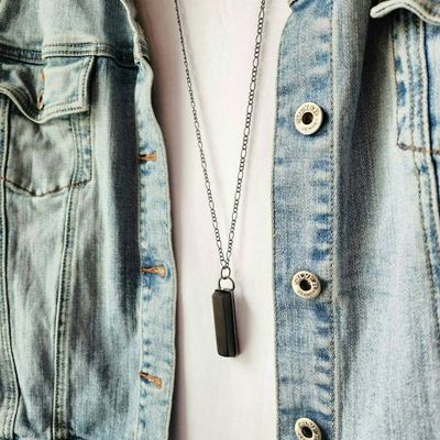 Alternate image for Real Ebony Piano Key Pendant Necklace or Key Ring, Half Note, Repurposed Antique 100 Year Old Sharp Note, Unique Jewelry