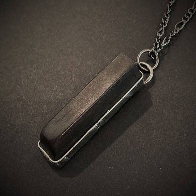 Alternate image for Real Ebony Piano Key Pendant Necklace or Key Ring, Half Note, Repurposed Antique 100 Year Old Sharp Note, Unique Jewelry