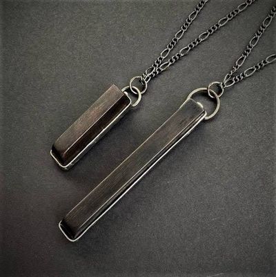 Alternate image for Real Ebony Piano Key Pendant Necklace or Key Ring, Half Note, Repurposed Antique 100 Year Old Sharp Note, Unique Jewelry