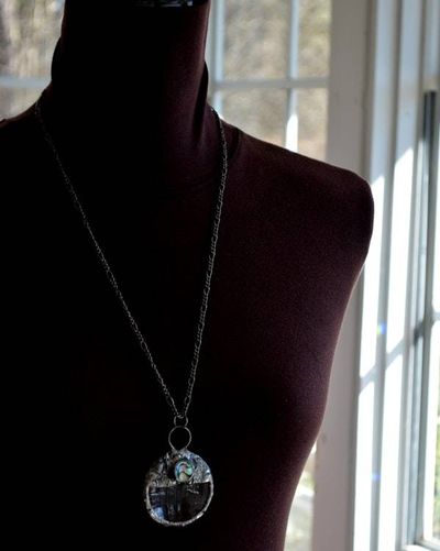 Alternate image for Magnifying Glass Necklace for Women with Abalone Shell Accent, Unisex Modern Monocle, Fashion Reading Aid