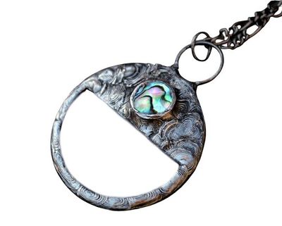 Alternate image for Magnifying Glass Necklace for Women with Abalone Shell Accent, Unisex Modern Monocle, Fashion Reading Aid
