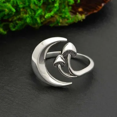 Alternate image for Moon and Mushroom Adjustable Ring