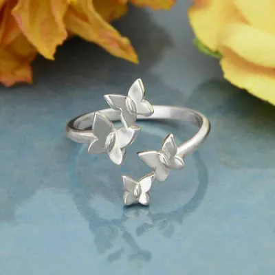 Alternate image for Adjustable Butterfly Cluster Ring