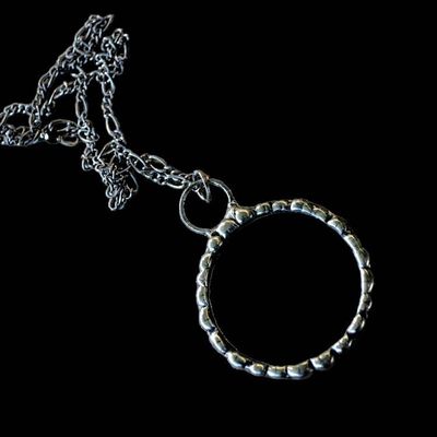 Alternate image for Magnifying Glass Pendant Necklace, Unisex Rimmed Glass Magnifier Jewelry, Retirement Gift for Coworker