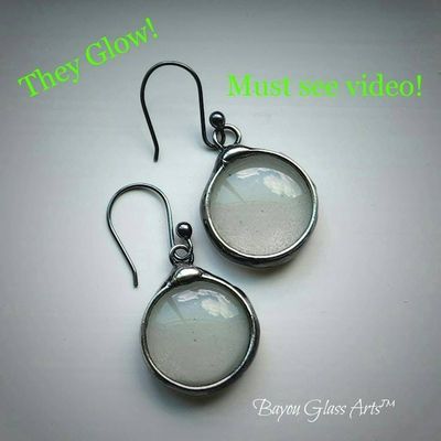 Alternate image for Glow-in-the-Dark Glass Earrings with 21g Sterling Silver Ear Wires