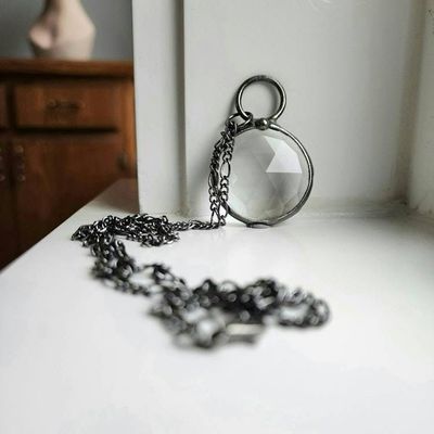 Alternate image for Kaleidoscope Pendant Necklace for Women, Faceted Prism Glass Crystal Jewelry