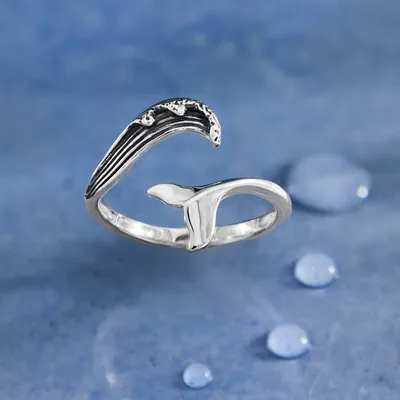 Alternate image for Adjustable Wave and Whale Tail Ring