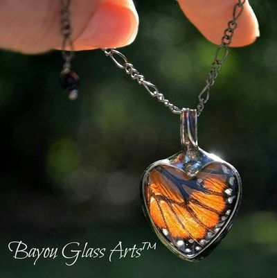 Alternate image for Butterfly Wing Heart Necklace for Women, Real Monarch Butterfly Jewelry, Valentines Gift for Her