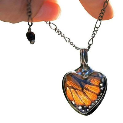 Alternate image for Butterfly Wing Heart Necklace for Women, Real Monarch Butterfly Jewelry, Valentines Gift for Her