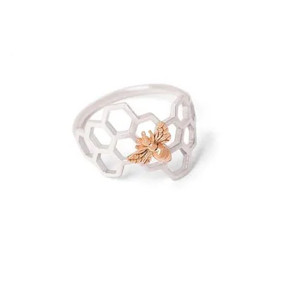 Alternate image for Honeycomb Ring with Bronze Bee