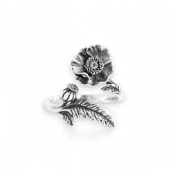 Image for August Birth Flower Ring - Poppy