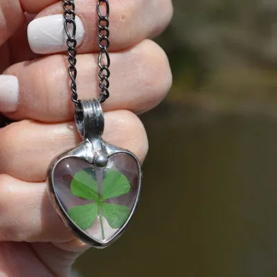 Alternate image for 4 Leaf Clover Heart Pendant, Lucky Charm Necklace for Women, St. Patricks Day Jewelry