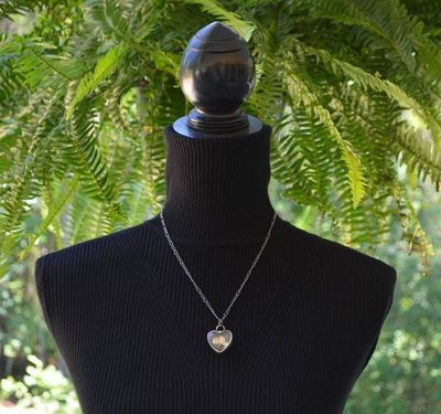 Alternate image for Pressed Flower Jewelry, Wild Plum Heart Necklace for Women, Quality Glass Terrarium Pendant,