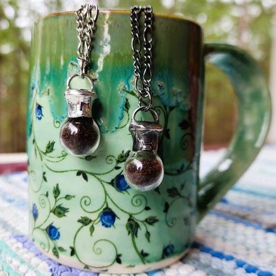 Alternate image for Coffee Necklace, Coffee Lover Accessory, Quality Glass Pendant, Unisex Cafe Ole Jewelry
