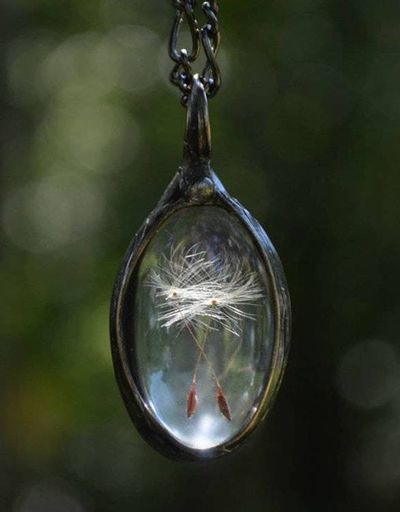 Alternate image for Dandelion Seed Necklace, Wish Jewelry, Dandelion Jewelry, 3 Seeds, Three Wishes
