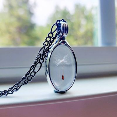 Alternate image for Dandelion Seed Necklace, Wish Jewelry, Dandelion Jewelry, 3 Seeds, Three Wishes