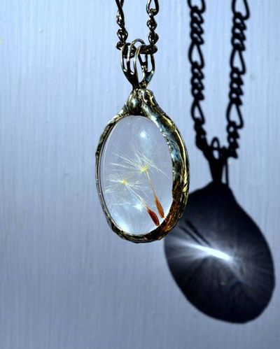 Alternate image for Dandelion Seed Necklace, Wish Jewelry, Dandelion Jewelry, 3 Seeds, Three Wishes