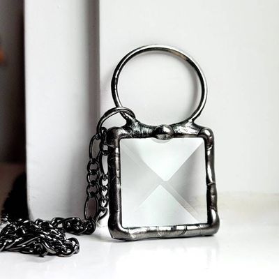 Alternate image for Glass Bevel Necklace for Women, Geometric Prism Pendant, Kaleidoscope Jewelry