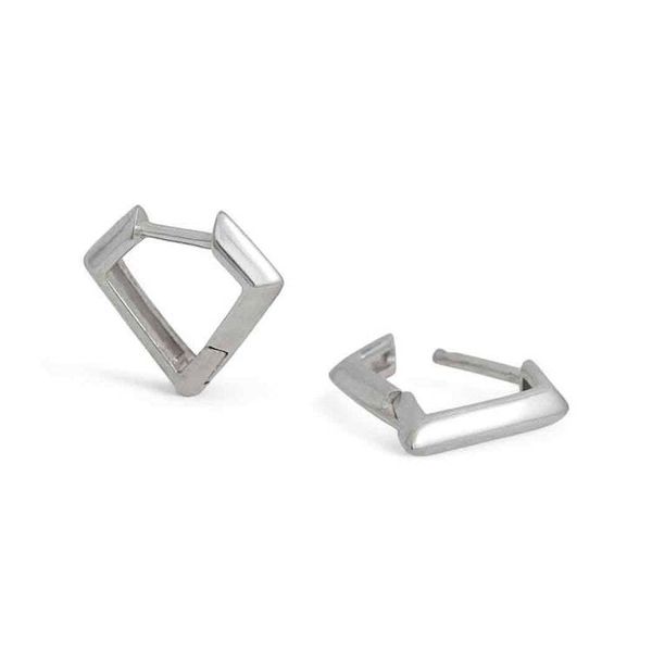 Alternate image for Sterling Silver Diamond Shaped Huggie Hoops