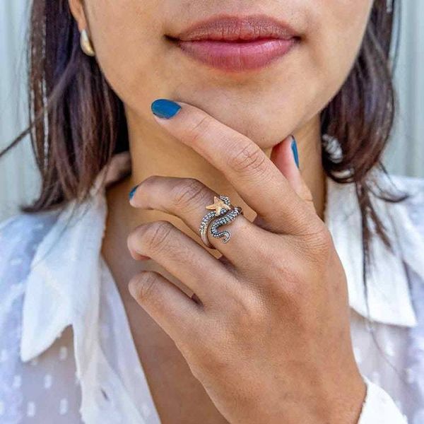 Alternate image for Adjustable Octopus and Starfish Ring