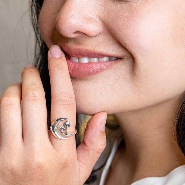 Alternate image for Moon and Mushroom Adjustable Ring