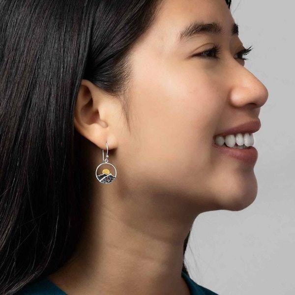 Alternate image for Mountain Dangle Earrings with Bronze Sun