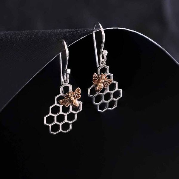 Alternate image for Honeycomb and Bee Dangle Earrings