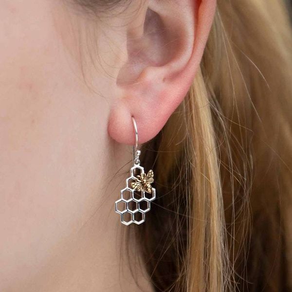 Alternate image for Honeycomb and Bee Dangle Earrings